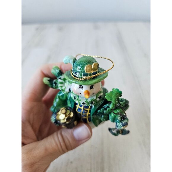 St Patrick's Day snowman ornament set candy green tree velvet - Picture 11 of 14